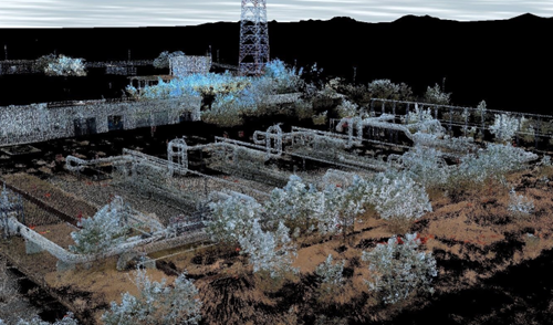 Planta de gas en nube de puntos colorizada.