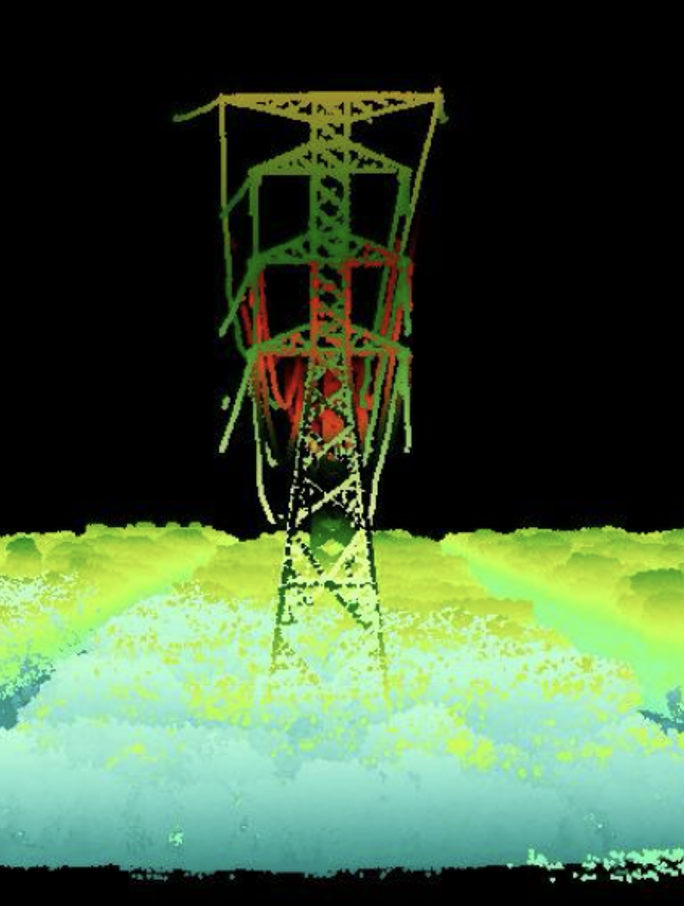 Nube de puntos de torre eléctrica